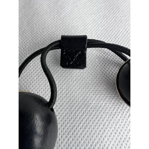 Vintage Frédéric Fekkai Black Leather Balls whimsigoth grunge Ponytail Holder